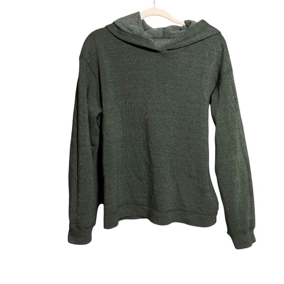 Michael Stars Long Sleeve Pullover Hoodie Womens Medium Gray Green Everyday - Picture 2 of 5